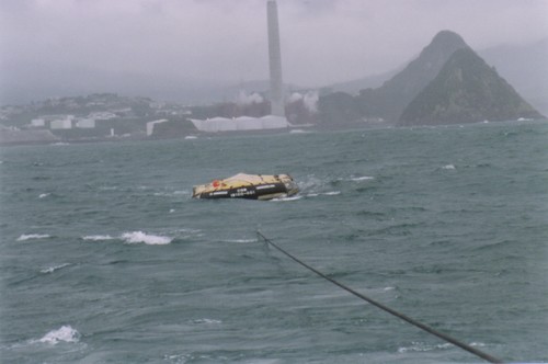 A Lancer barge working in 6ft waves off New Plymouth  - Lancer Industries oil barge inflatables © Lancer Industries. www.lancer.co.nz